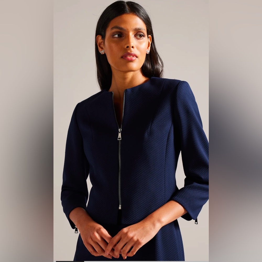 Ted Baker Michah Cropped Textured Jacket Navy